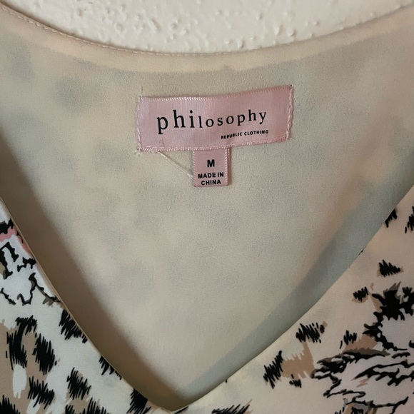 Philosophy Hi Lo Tank Top Leopard Cheetah Floral Sleeveless Tunic Blouse Sz M - Picture 3 of 3